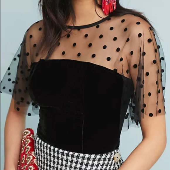 Anthropologie Tops - Anthropologie Velvet Party Top in Black Size Medium NWT